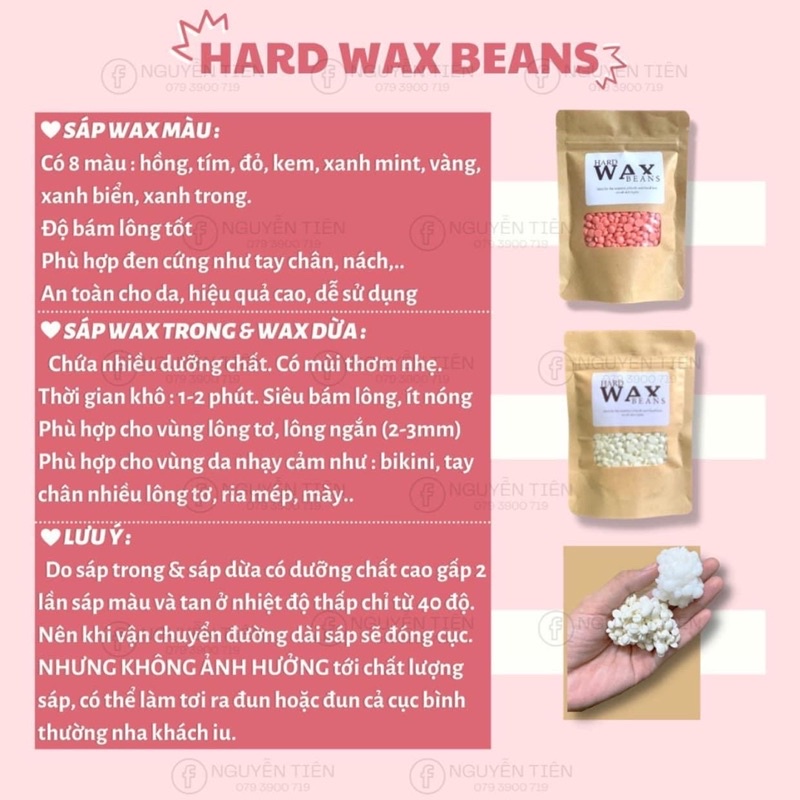 Sáp wax lông, sáp wax nóng hạt đậu dòng permier hard wax bean nhập khẩu cao cấp