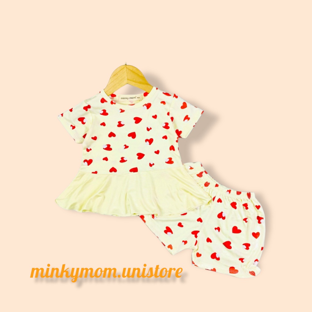 Đồ bộ cộc tay bé gái minkymom thun lạnh Size 130-170 cho bé Unibaby BCLB