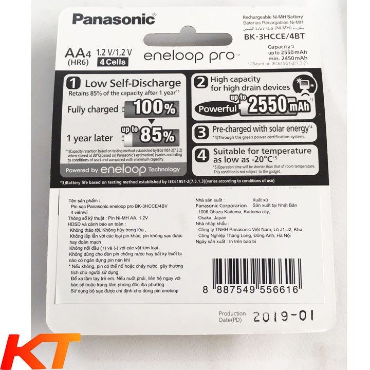 Pin AA Eneloop Pro 2550mah chính hãng