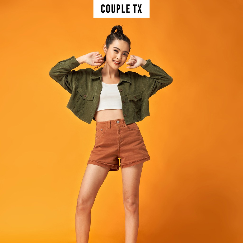 Áo Khoác Croptop Nữ Ticke Nhung Couple TX WOF 2002