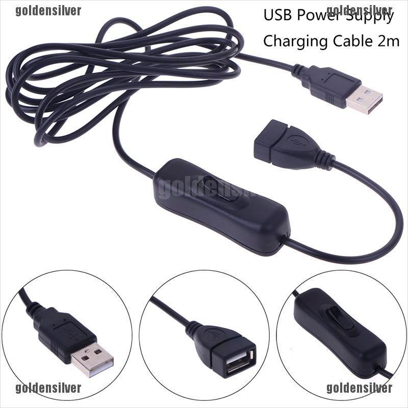 Dây cáp USB 2m có công tắc BẬT TẮT nối chuôi cắm và cổng cắm dẫn điện cho đèn LED