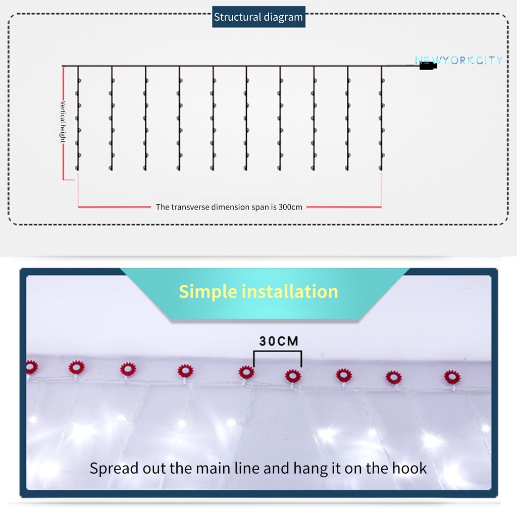 Dây Đèn LED Trang Trí Rèm Cửa Chống Nước Điều Khiển Từ Xa