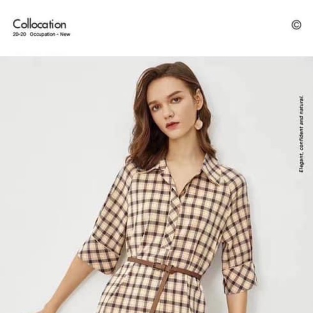 Váy kẻ caro kèm belt