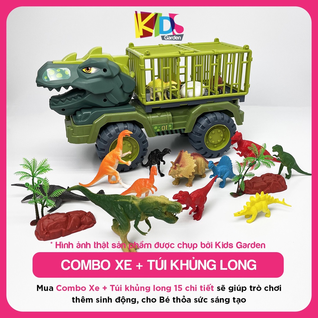 Xe đồ chơi cho bé trai cỡ lớn chở mô hình khủng long đồ chơi XDC21 KIDSGARDEN