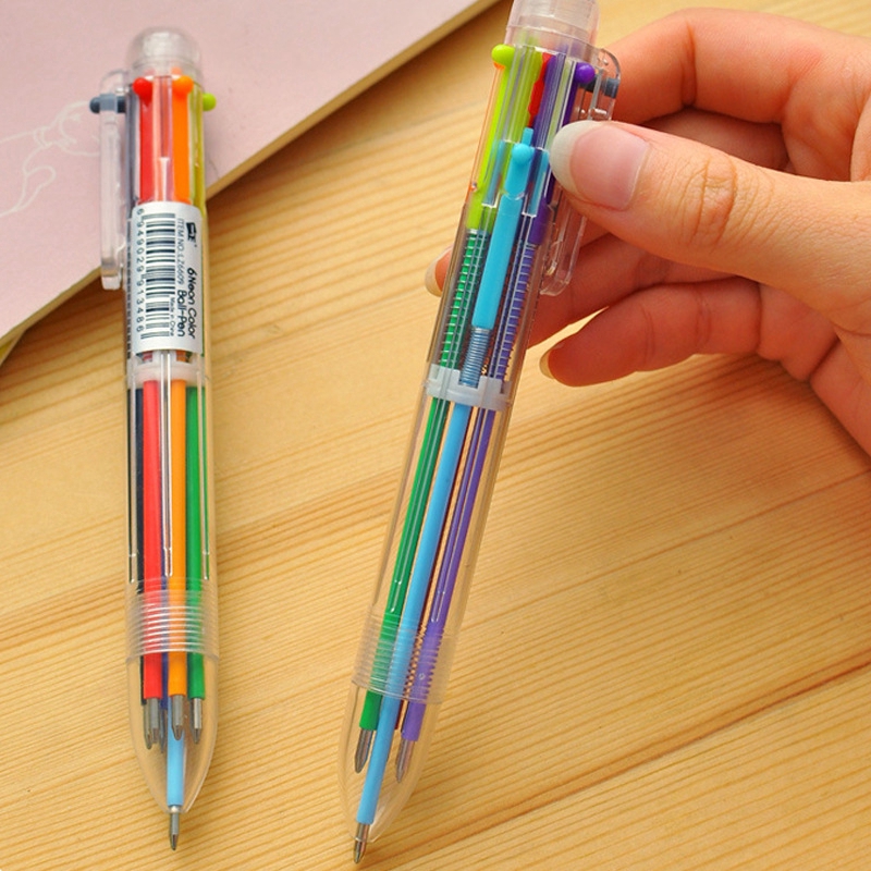 Bút bi bấm đa năng 6 màu sắc tùy chọn