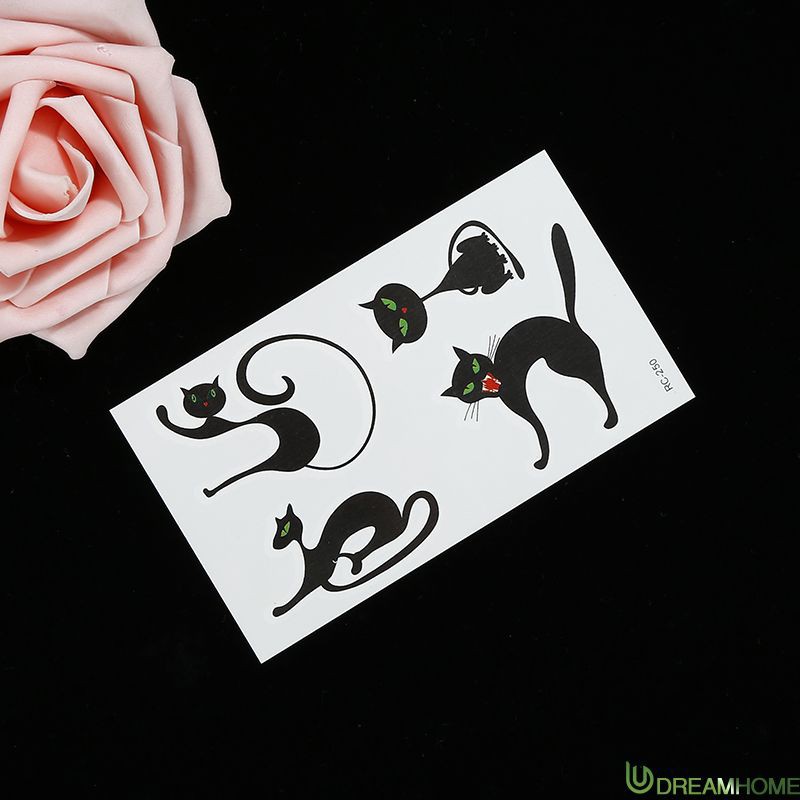 (Hàng Mới Về) Hình Xăm Dán Tạm Thời Hình Mèo Đáng Yêu