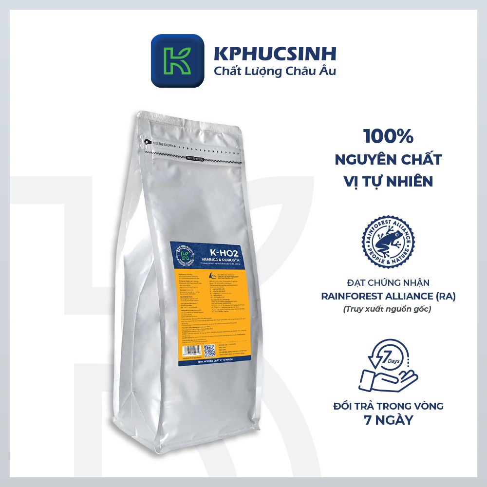 Cà phê rang xay xuất khẩu K-HO2 1kg/gói KPHUCSINH - Hàng Chính Hãng