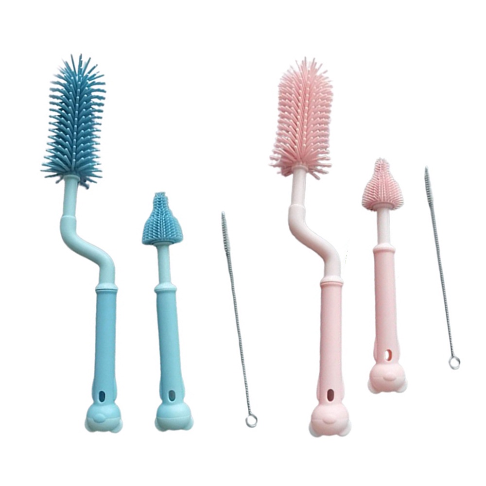 3 In 1 Soft Silicone Bottle Brush | 360 Degree Rotary | Nipple Brush | Baby Bottle Teat Straw Cleaner