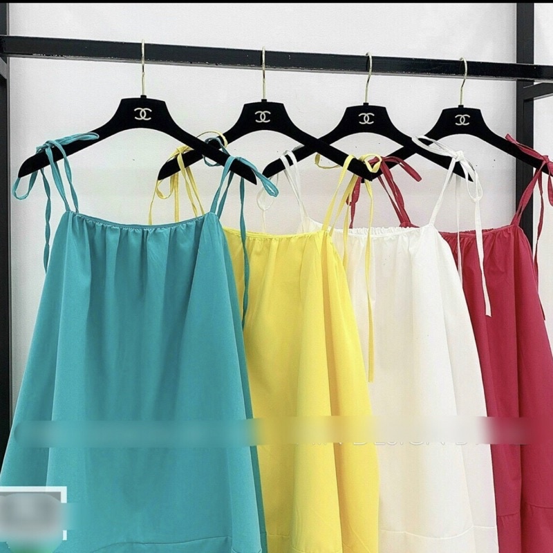 Đầm ngắn hai dây [LA THO STORE] váy ngắn hai dây ,from ngắn xoè cực yêu ,chất Xô ,size M 45-55kg ,hàng QC,3 màu hót hót