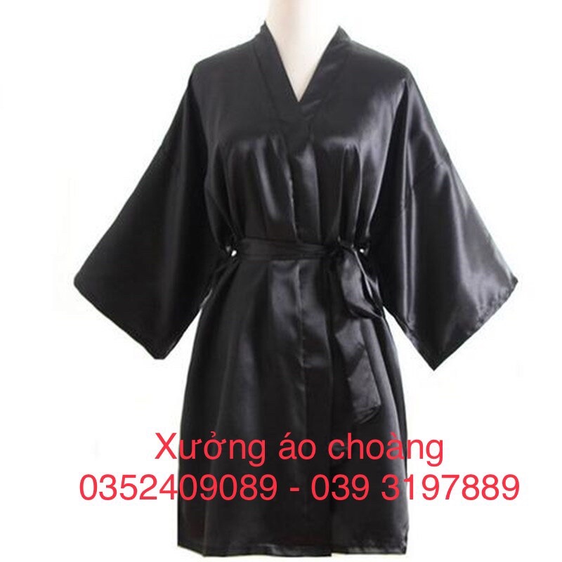 Áo choàng lụa salon-makeup-spa-studio màu đen