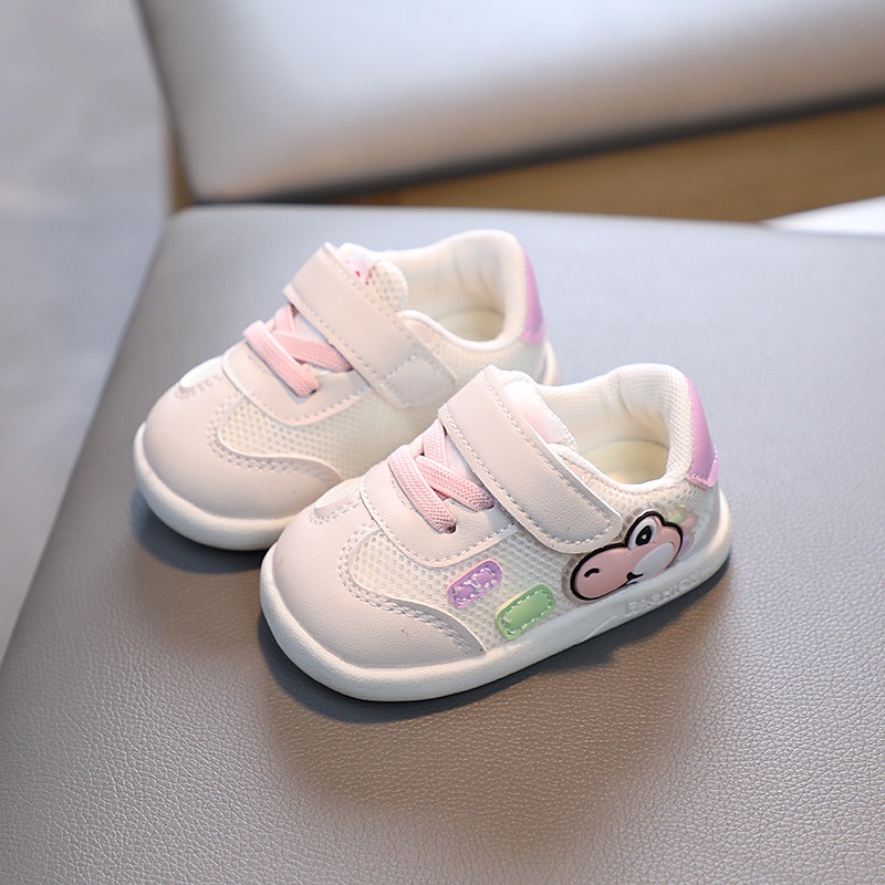 SUGE Giày Sneaker Phối Lưới Thoáng Khí Đế Mềm Chống Trượt Màu Trắng Thời Trang Cho Bé Trai Và Gái