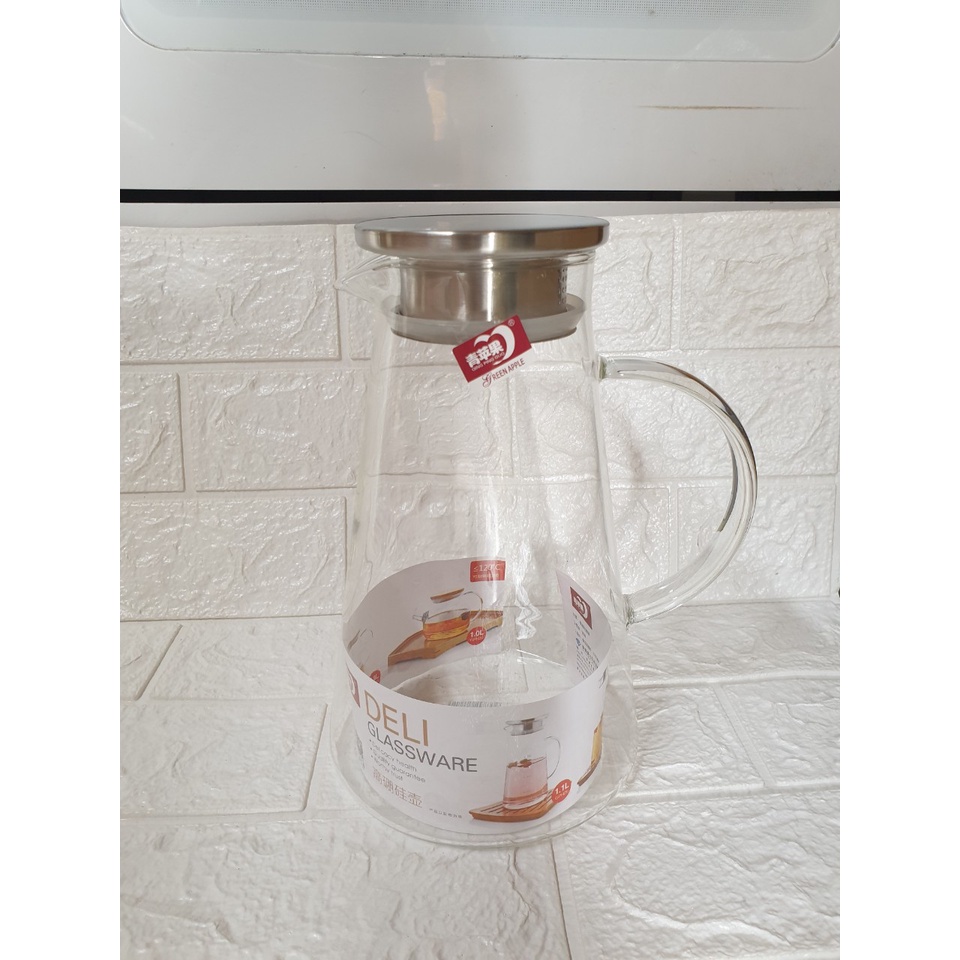 Bình Trà Thủy Tinh Chịu Nhiệt Dung Tích 1,8 Lít Deli (Ảnh thật)