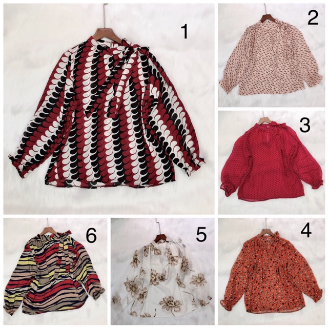 Áo kiểu nữ cổ trụ cột nơ oversize