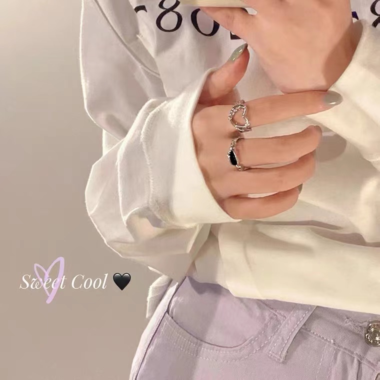 Set Nhẫn Đeo Ngón Tay Thiết Kế Hở Nhẹ Sang Trọng Thời Trang Cao Cấp Cho Nữ