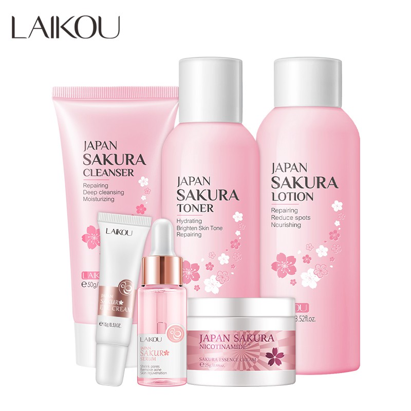 Bộ 6 mỹ phẩm chăm sóc da LAIKOU Sakura trẻ hóa làm trắng da