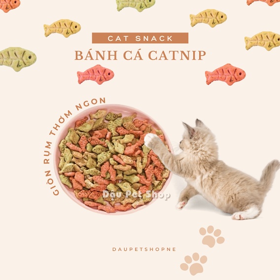 Bánh thưởng catnip cho mèo hình con cá bịch 100g