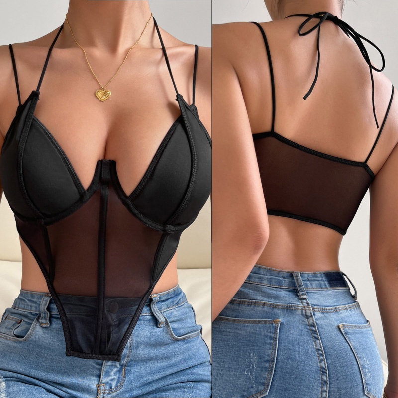 Áo Croptop Sát Nách Cổ Chữ V Hở Lưng Quyến Rũ Cho Nữ