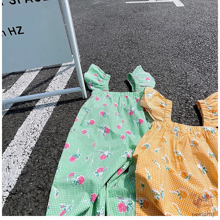 Áo liền quần họa tiết hoa phong cách Hàn Quốc thời trang mùa hè cho bé gái