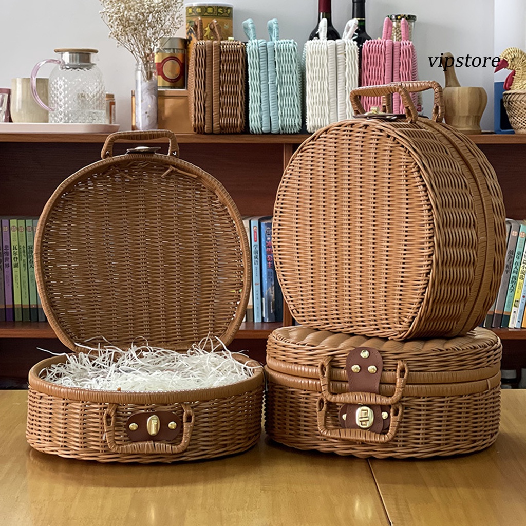 Hộp Đựng Đồ Đan Mây Thủ Công Sức Chứa Lớn Đa Năng Phong Cách Vintage