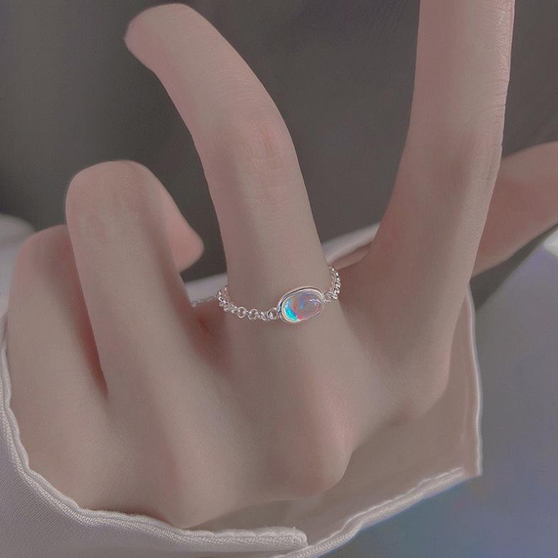 (051) Nhẫn Bạc Sợi Mảnh Dây Mặt Hạt Pha Lê Màu Sắc ✨✨