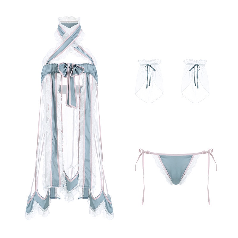 Bộ đồ lót kiểu Hán Phục phối ren xuyên thấu thiết kế ngọt ngào quyến rũ cho nữ