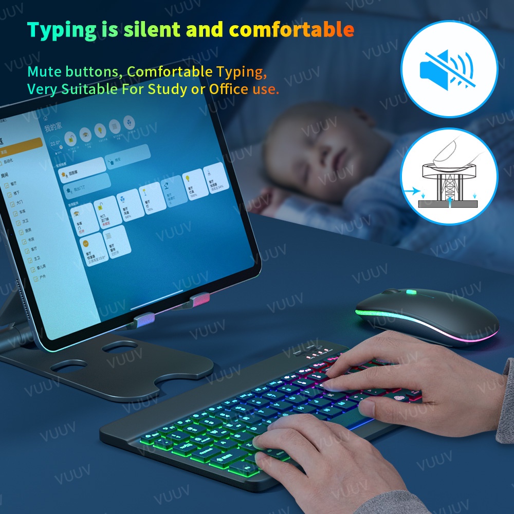 Máy Tính Bảng iPad / Laptop / Android Màn Hình 10 &quot;Kết Nối Bluetooth Có Đèn Nền Yên Tĩnh