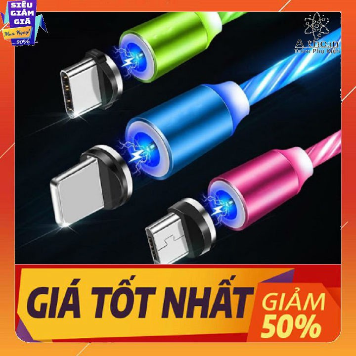 🎁FreeShip🎁 Cáp Sạc Nam Châm, Dây Đèn Led Phát Sáng Siêu Đẹp,  Iphone | Micro USB | Type-C