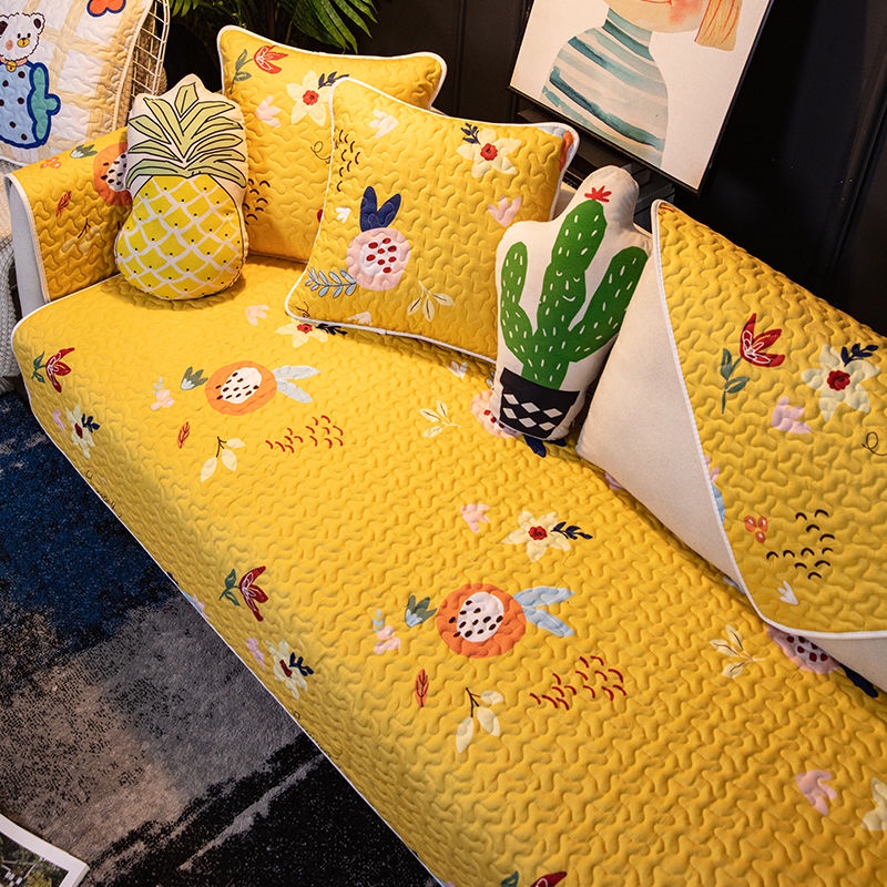 Vỏ bọc đệm ghế sofa vải cotton chống trượt phong cách Bắc Âu đơn giản chất lượng cao