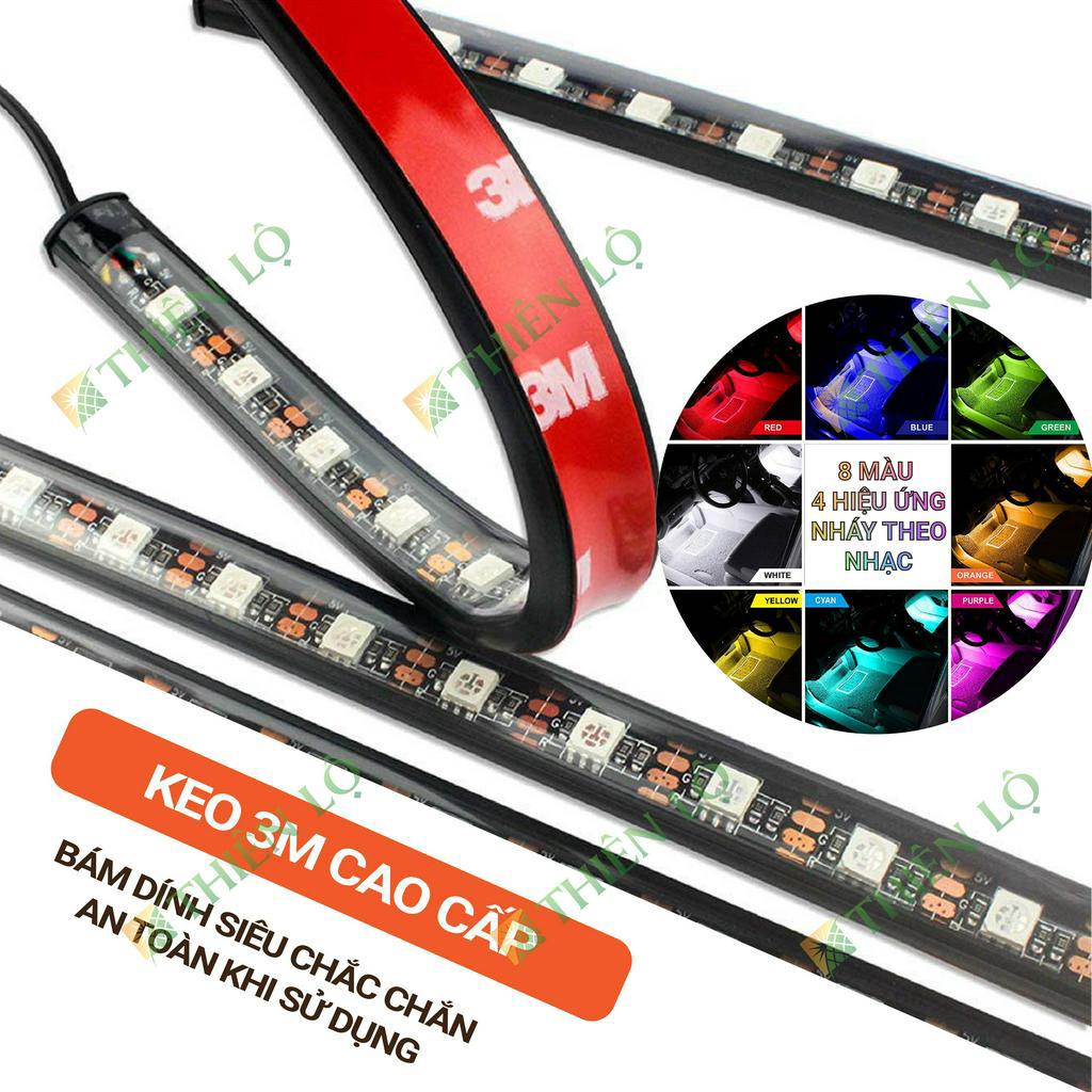Bộ 4 dây đèn led gầm ghế nội thất ô tô cao cấp điều khiển từ xa, cảm biến nháy sáng theo nhac -Thiên Lộ