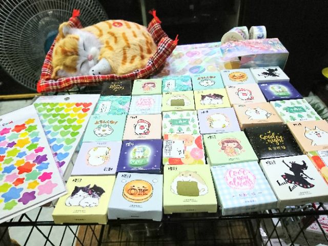 Hộp hình dán sticker mẫu hình gấu, mèo, shiba, Alice, bánh ngọt, lời chúc, lá màu nước, mẫu Japan...