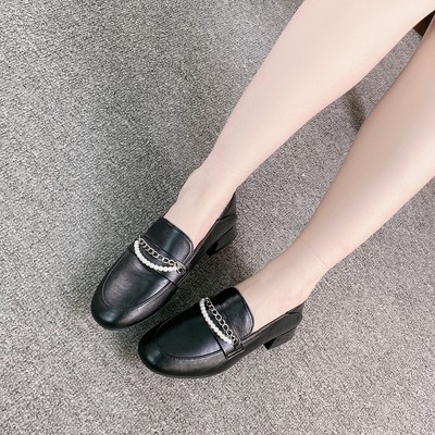 Giày lười nữ Dusto da mềm, viền hạt sang trọng, đế cao 2.5cm