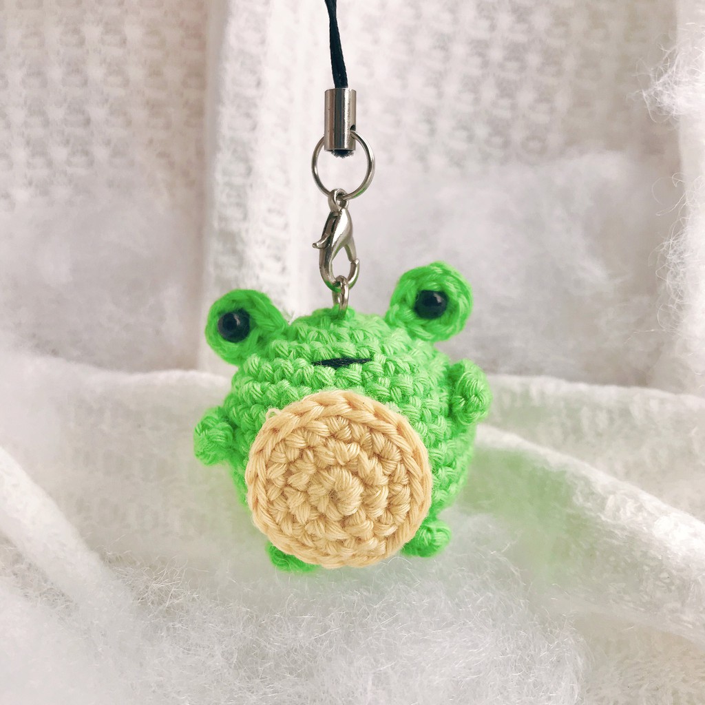 Móc khóa, móc điện thoại, dây đeo điện thoại len handmade - Ếch xanh mini [Video + Ảnh thật 100%]