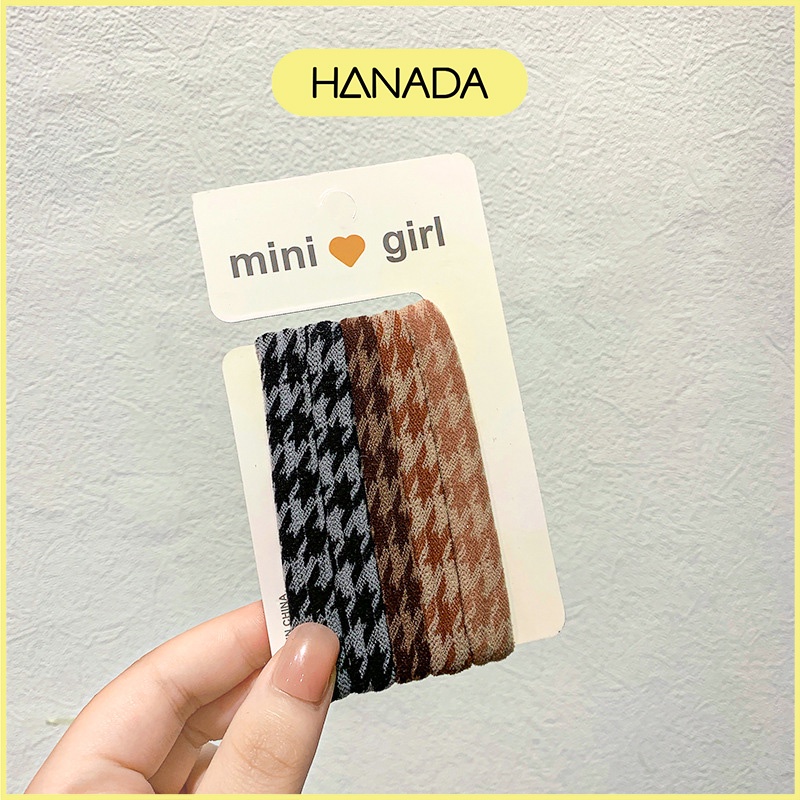 Set 5 Dây Cột Tóc Cao Su Đàn Hồi Dày Phong Cách Vintage Hanada K16-T013