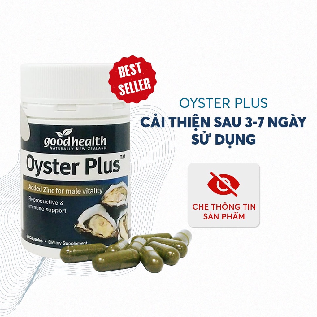 Tinh chất hàu biển New Zealand Good Health Oyster Plus tăng cường sinh lý nam giới hộp 60v