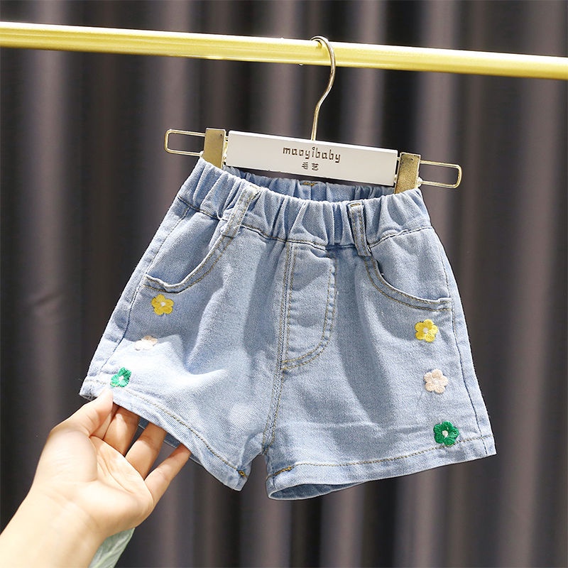 Hàng Có Sẵn Quần Short Jean In Hoa Hàn Quốc Mùa Hè 2023 Mới Cho Bé Gái