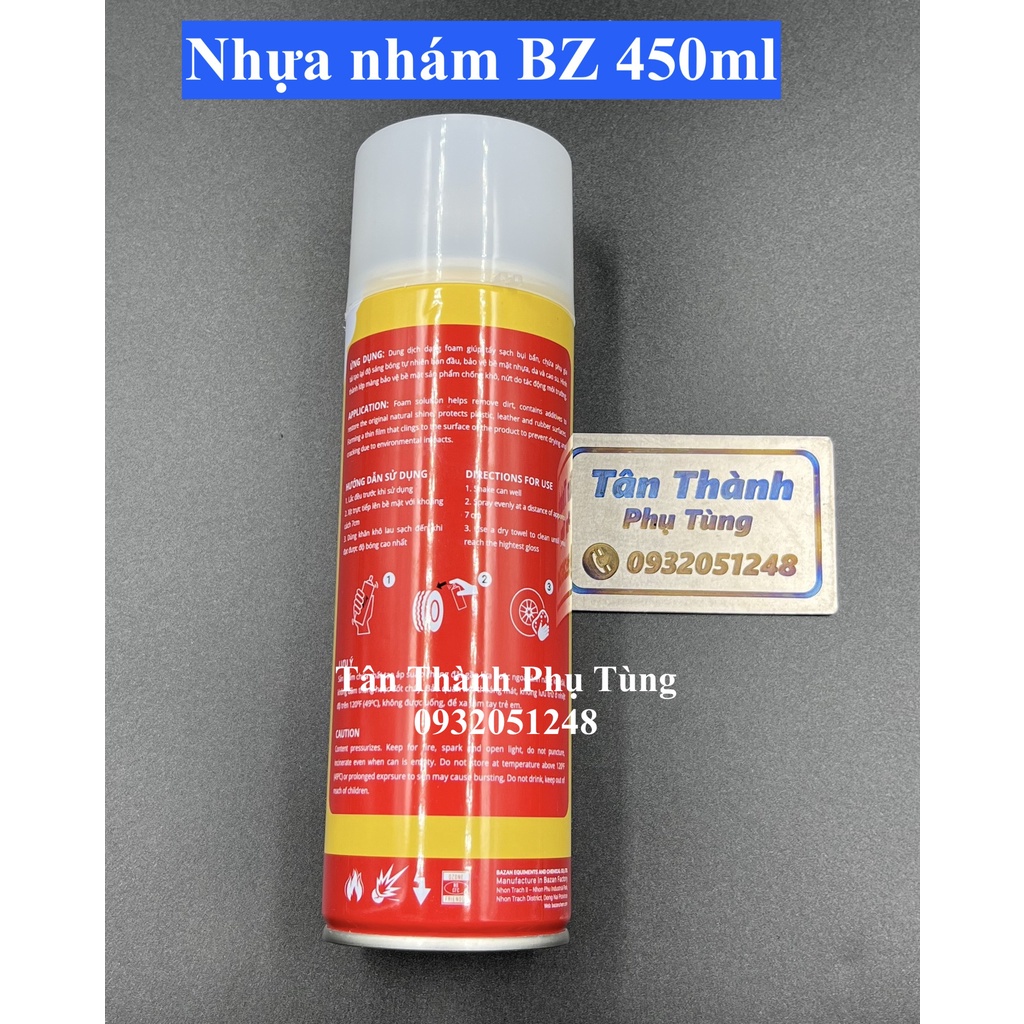 CHAI XỊT PHỤC HỒI NHỰA NHÁM VỎ XE BZ 450ml