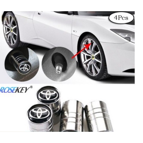 Nắp van mâm lốp bánh xe hơi ô tô logo Toyota chụp vòi hợp kim loại bảo vệ cho Vios Innova Fortuner Camry Corolla Altis