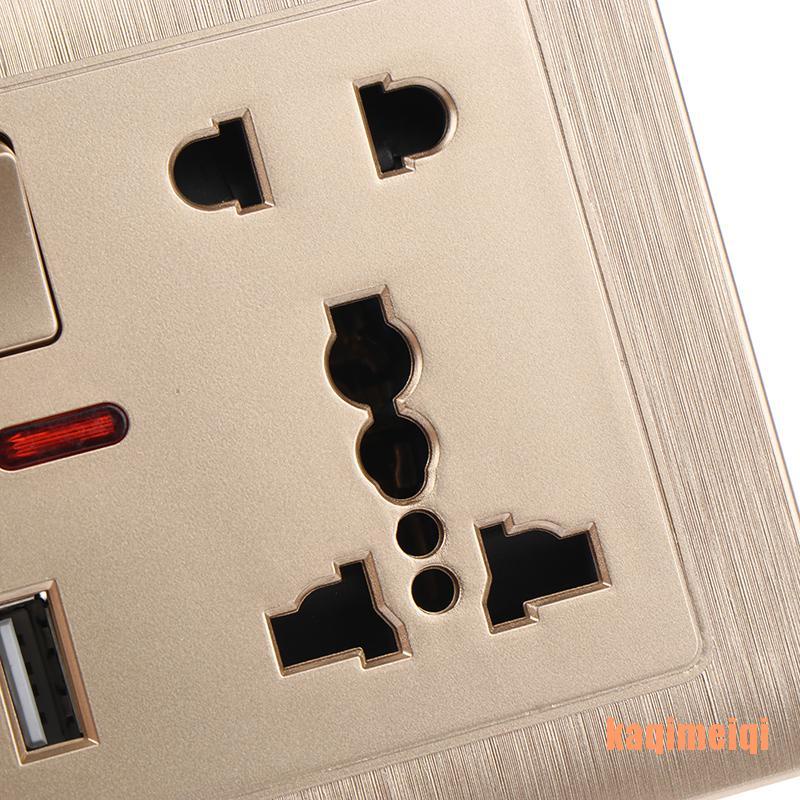 Ổ Cắm Điện Gắn Tường 5 Lỗ 2.1a Hai Cổng Usb Tiện Dụng
