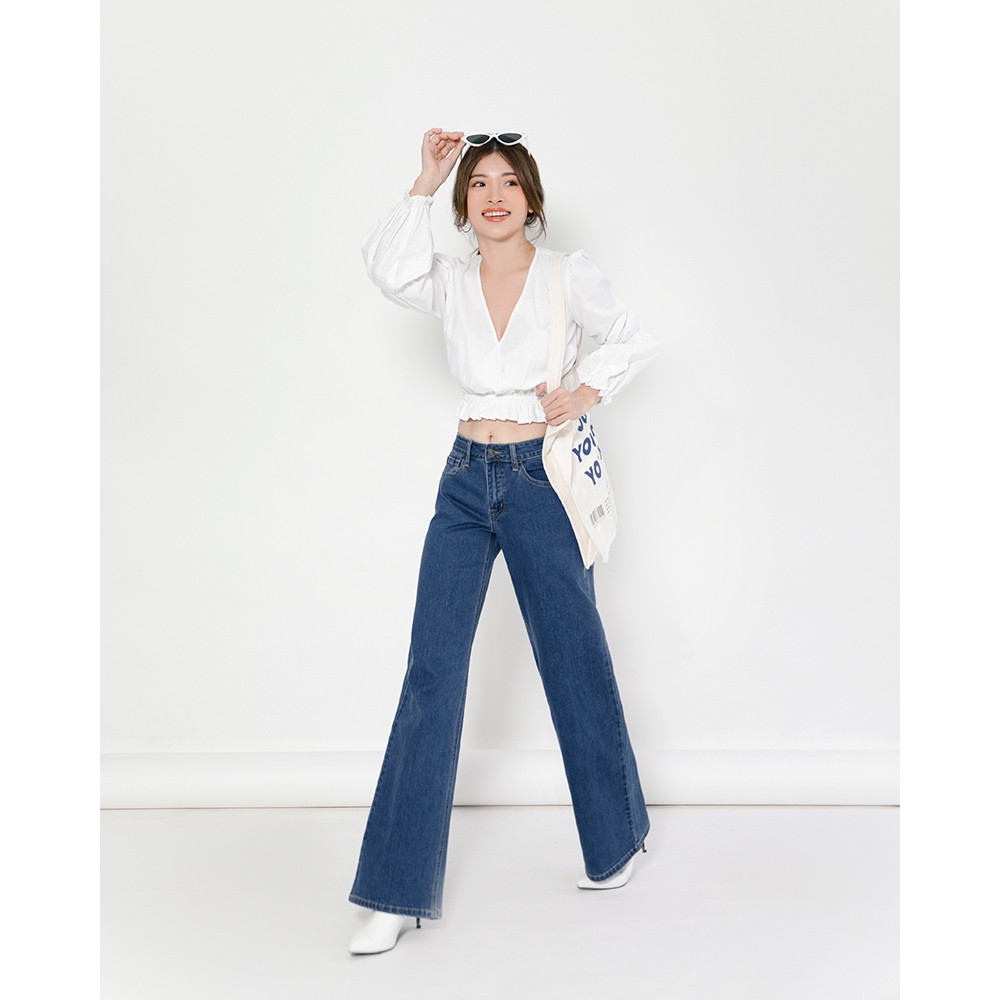 Quần jeans ống suông (Xanh trung/nhạt) - GF12