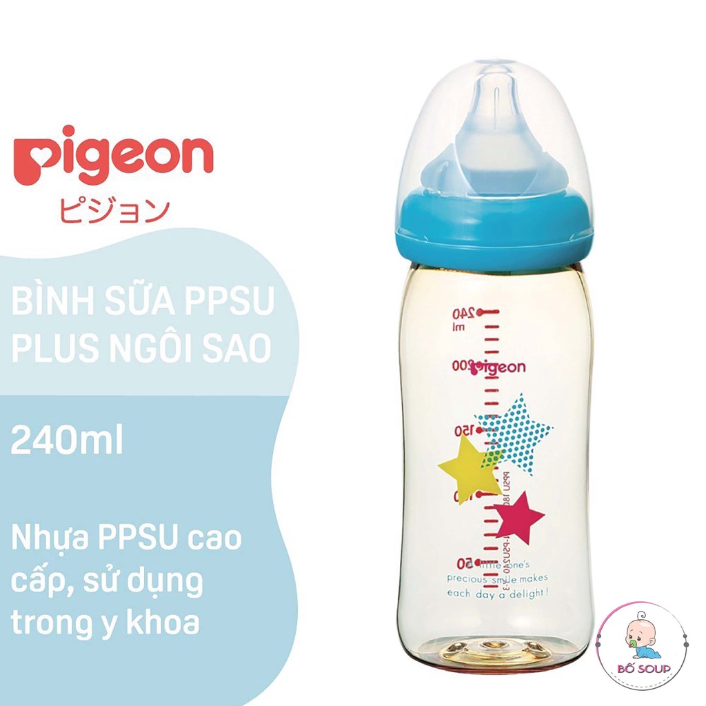 Bình sữa Pigeon cổ rộng PPSU chính hãng