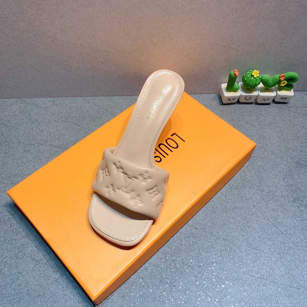 Guốc LV nữ màu nude - hàng chuẩn - fullbox