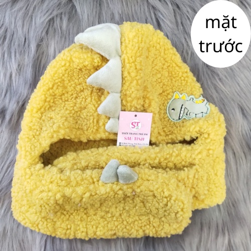 NÓN LÔNG CÓ KHĂNG CHOÀNG CỔ 2 IN  Trái Cây Và Khủng Long - NÓN LEN - MŨ LEN QUÀNG CHO BÉ