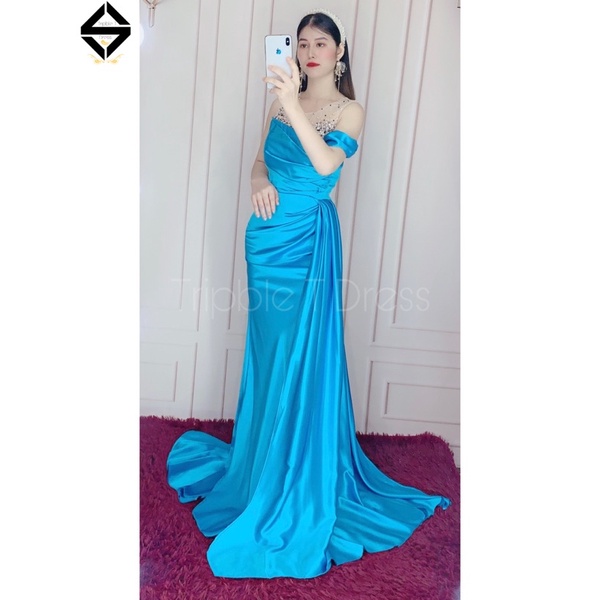 Đầm maxi body dạ hội kim sa rớt vai cao cấp TRIPBLE T DRESS - size M/L - MS142Y