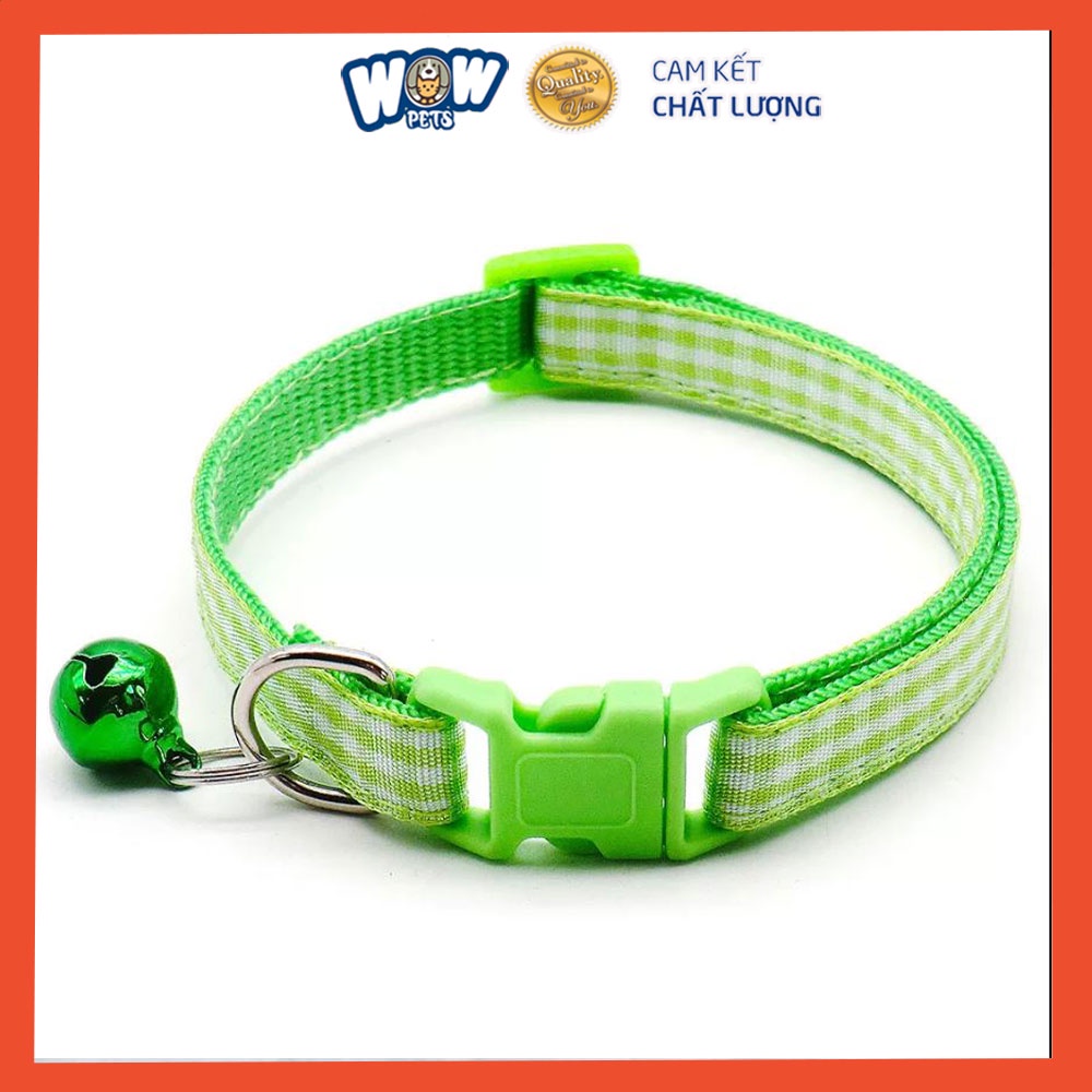 Vòng cổ sọc caro thú cưng nhiều màu Wowpets, Phụ kiện đeo cổ lục lạc chó mèo
