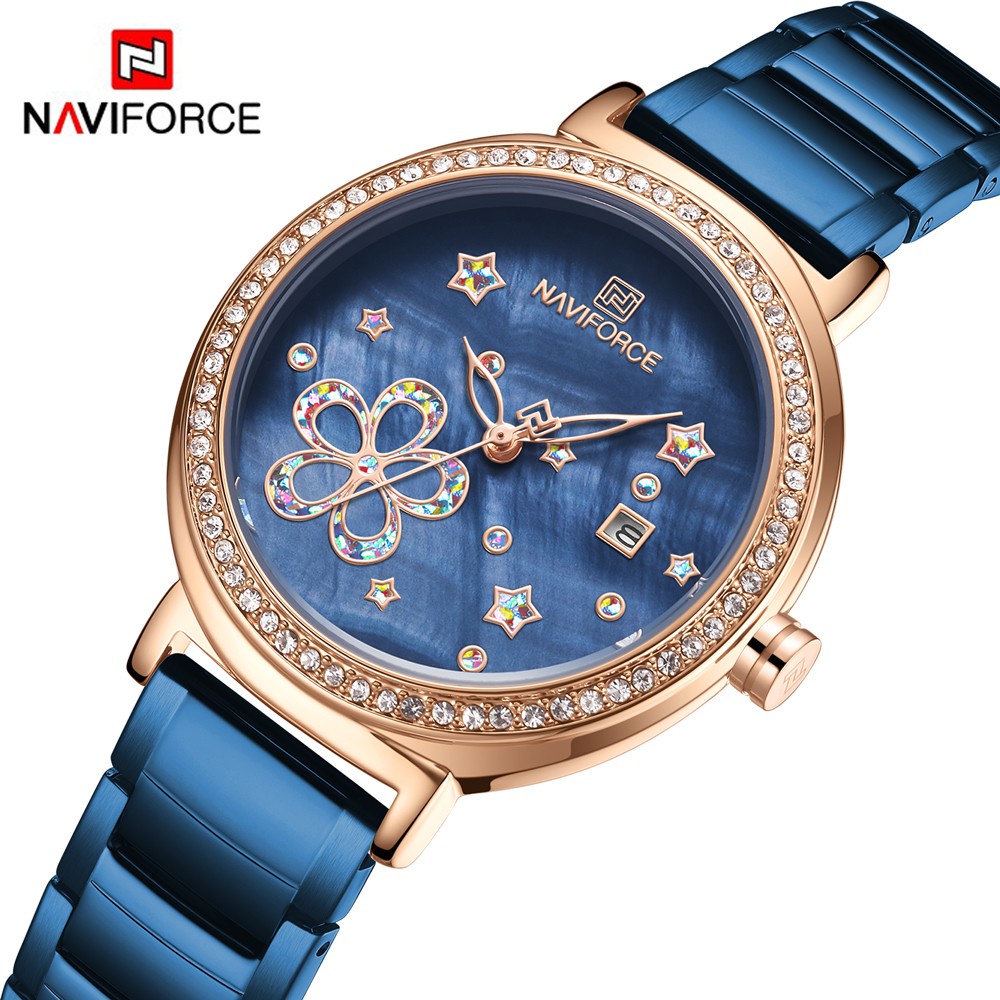 NAVIFORCE Đồng Hồ Đeo Tay Mặt Tròn Thời Trang Cho Nữ