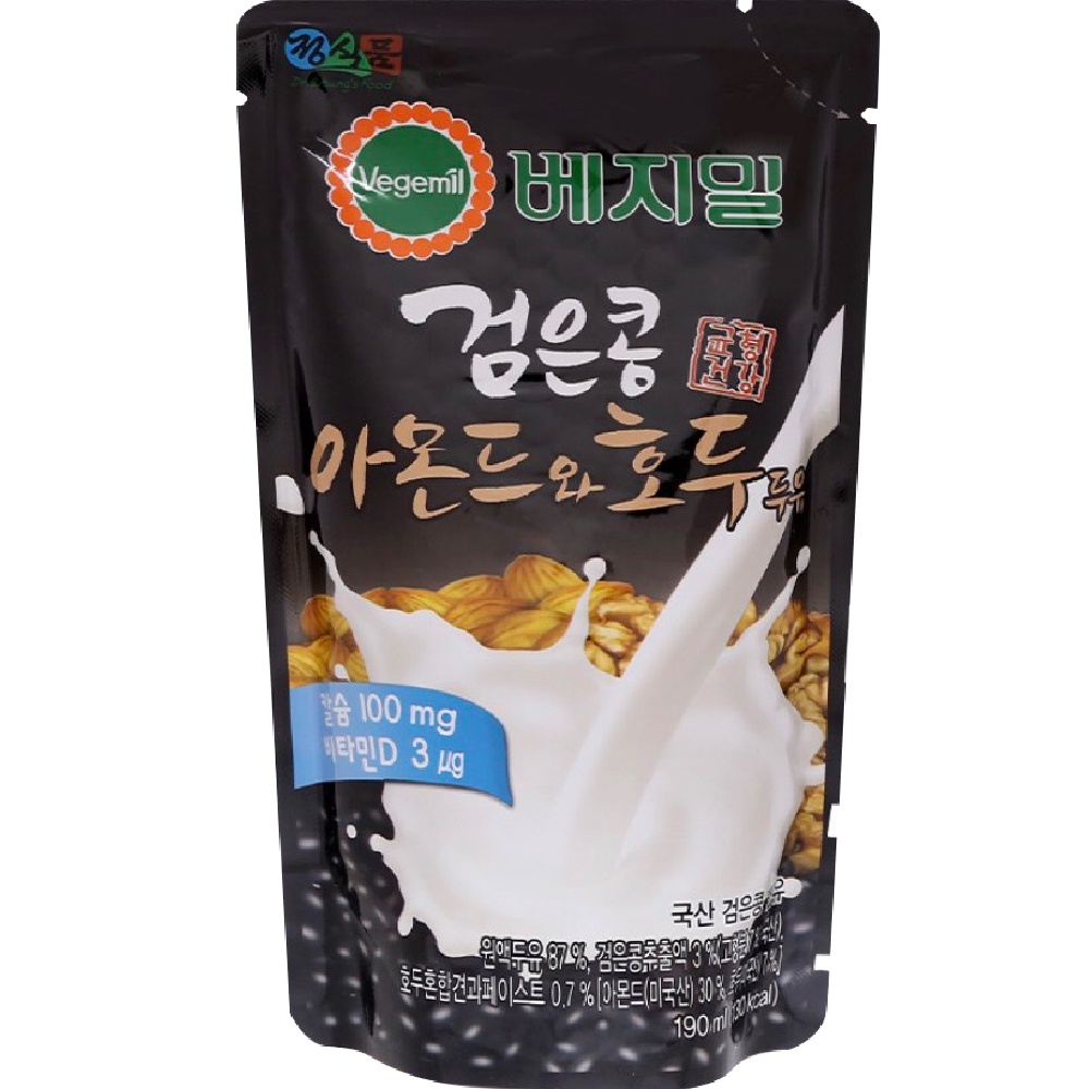 Thùng Sữa Hạt Vegemil Đậu Đen Óc Chó Hạnh Nhân 190ml (20 Túi/Thùng)