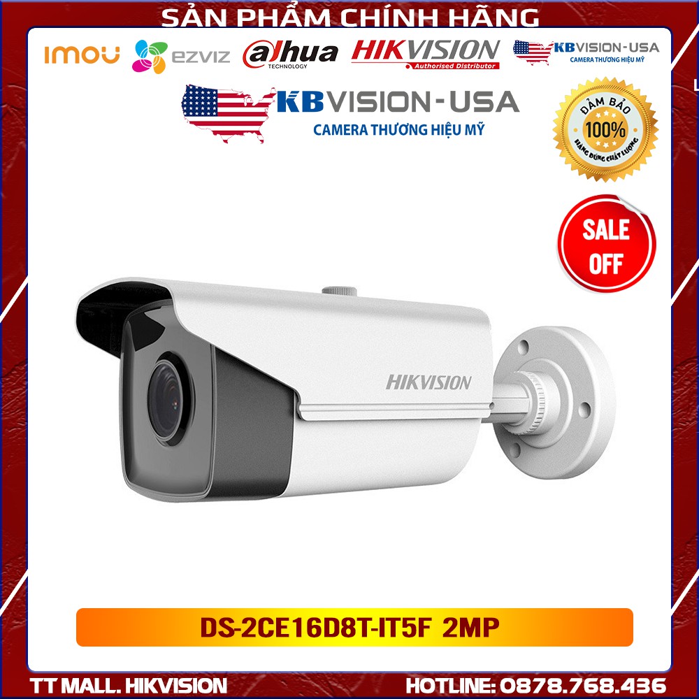 Camera HDTVI Starlight Hikvision DS-2CE16D8T-IT5F 2MP hàng chính hãng bảo hành 2 năm