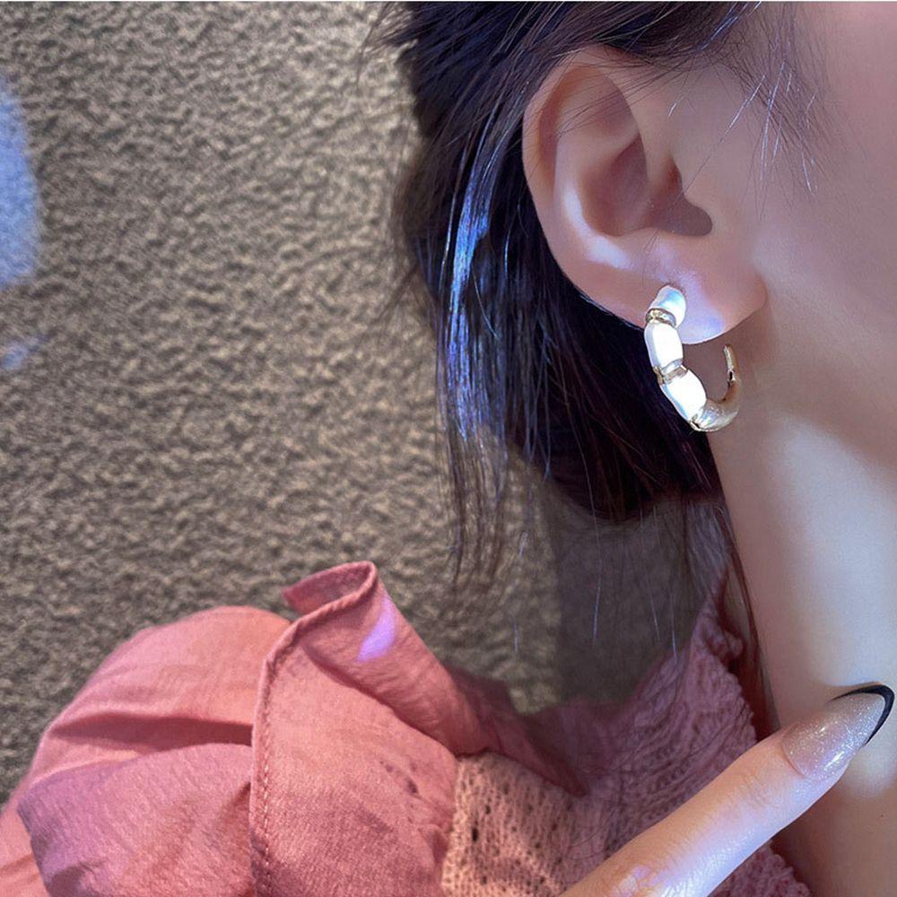 Khuyên Tai Hình Sừng Phong Cách Retro Đơn Giản Cho Nữ|Khuyên Tai Kim Loại Hình Học Cho Nữ