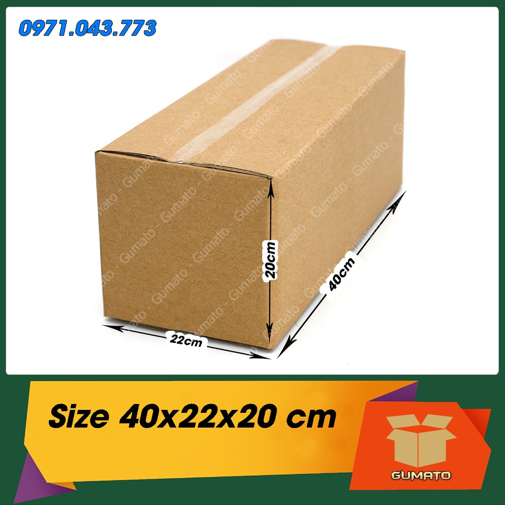 Size 40x22x20 cm, hộp giấy thùng carton gói hàng tại Gumato