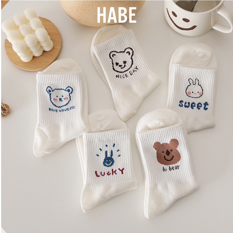 Tất vớ hình gấu cổ cao cute dễ thương rẻ đẹp phong cách Hàn Quốc